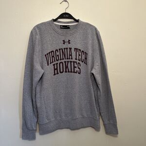 Under Armour Virginia Tech Hokies Pullover Crewneck Sweatshirt, Gray- Small